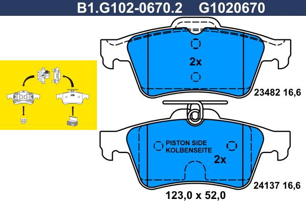 Galfer B1.G102-0670.2 - Brake Pad Set, disc brake autospares.lv