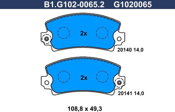 Galfer B1.G102-0065.2 - Brake Pad Set, disc brake autospares.lv