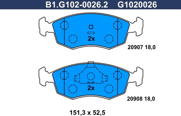 Galfer B1.G102-0026.2 - Brake Pad Set, disc brake autospares.lv