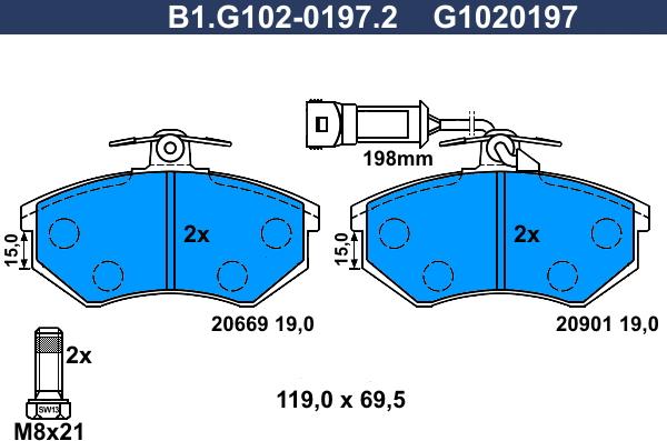 Galfer B1.G102-0197.2 - Brake Pad Set, disc brake autospares.lv