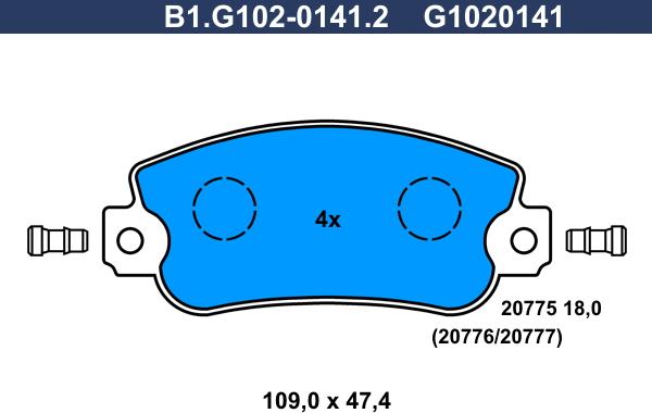 Galfer B1.G102-0141.2 - Brake Pad Set, disc brake autospares.lv