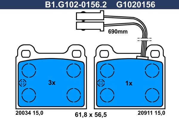 Galfer B1.G102-0156.2 - Brake Pad Set, disc brake autospares.lv