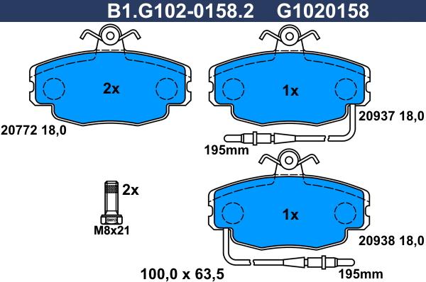 Galfer B1.G102-0158.2 - Brake Pad Set, disc brake autospares.lv