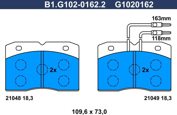 Galfer B1.G102-0162.2 - Brake Pad Set, disc brake autospares.lv