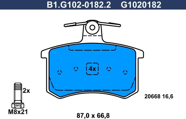 Galfer B1.G102-0182.2 - Brake Pad Set, disc brake autospares.lv