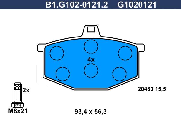 Galfer B1.G102-0121.2 - Brake Pad Set, disc brake autospares.lv