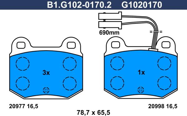 Galfer B1.G102-0170.2 - Brake Pad Set, disc brake autospares.lv