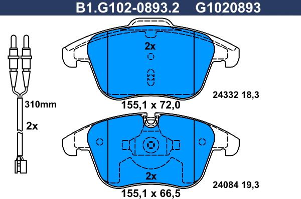 Galfer B1.G102-0893.2 - Brake Pad Set, disc brake autospares.lv