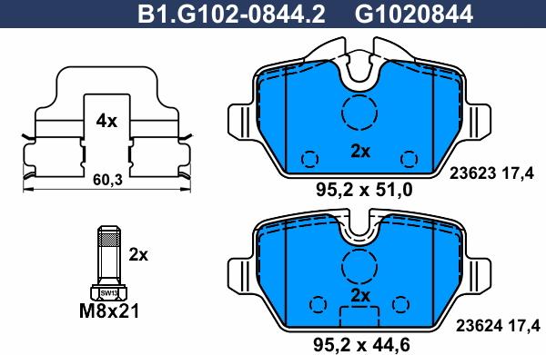 Galfer B1.G102-0844.2 - Brake Pad Set, disc brake autospares.lv