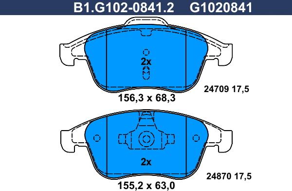 Galfer B1.G102-0841.2 - Brake Pad Set, disc brake autospares.lv