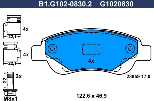 Galfer B1.G102-0830.2 - Brake Pad Set, disc brake autospares.lv