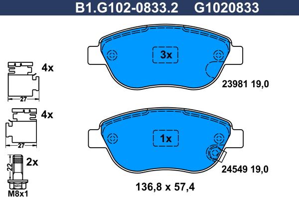 Galfer B1.G102-0833.2 - Brake Pad Set, disc brake autospares.lv