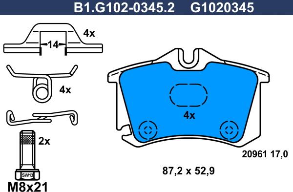 Galfer B1.G102-0345.2 - Brake Pad Set, disc brake autospares.lv