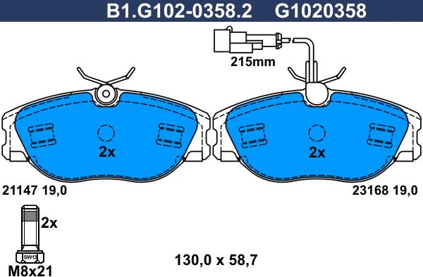 Galfer B1.G102-0358.2 - Brake Pad Set, disc brake autospares.lv