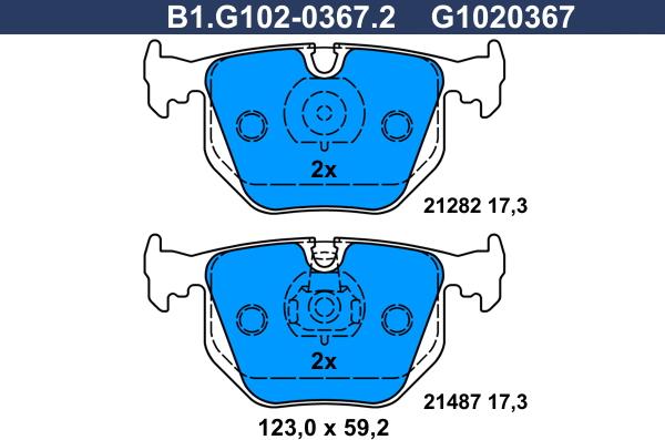 Galfer B1.G102-0367.2 - Brake Pad Set, disc brake autospares.lv