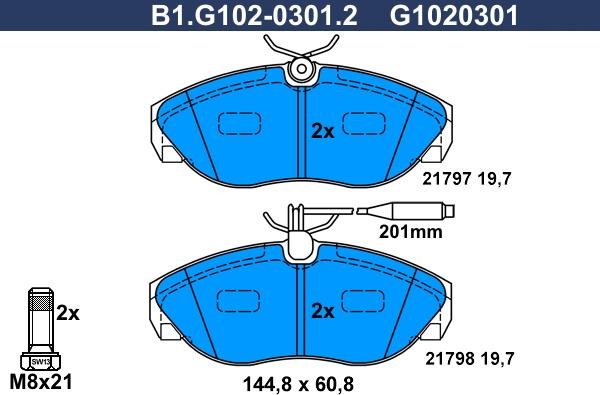 Galfer B1.G102-0301.2 - Brake Pad Set, disc brake autospares.lv