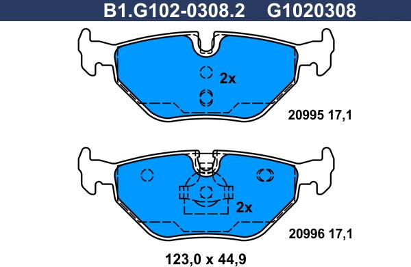 Galfer B1.G102-0308.2 - Brake Pad Set, disc brake autospares.lv