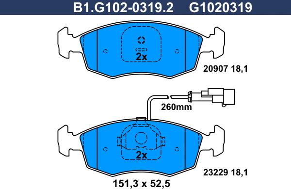 Galfer B1.G102-0319.2 - Brake Pad Set, disc brake autospares.lv