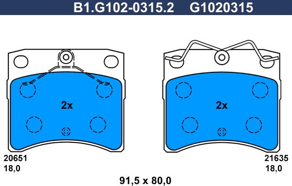 Galfer B1.G102-0315.2 - Brake Pad Set, disc brake autospares.lv