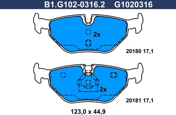 Galfer B1.G102-0316.2 - Brake Pad Set, disc brake autospares.lv