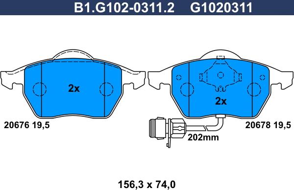 Galfer B1.G102-0311.2 - Brake Pad Set, disc brake autospares.lv