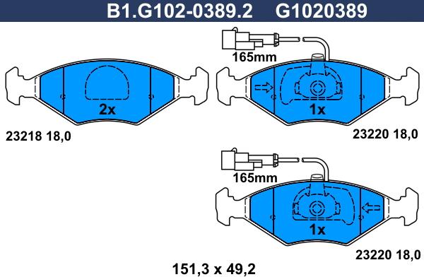 Galfer B1.G102-0389.2 - Brake Pad Set, disc brake autospares.lv