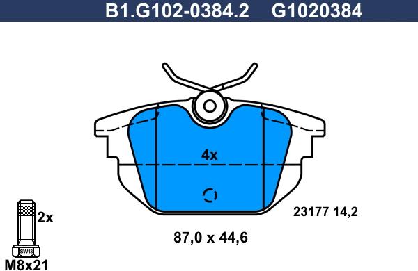 Galfer B1.G102-0384.2 - Brake Pad Set, disc brake autospares.lv