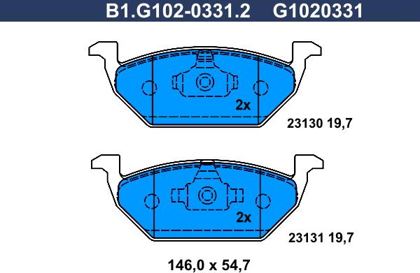 Galfer B1.G102-0331.2 - Brake Pad Set, disc brake autospares.lv