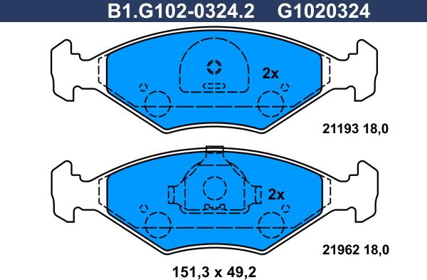 Galfer B1.G102-0324.2 - Brake Pad Set, disc brake autospares.lv