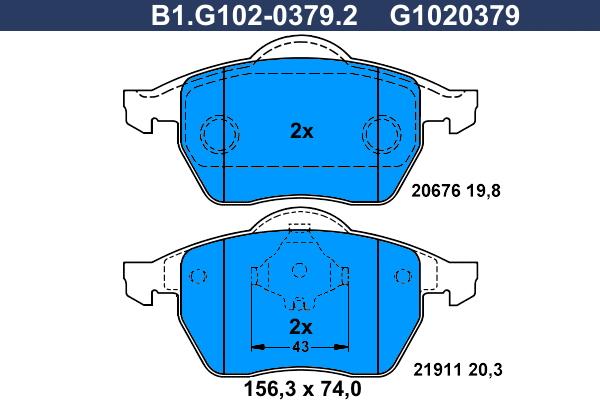 Galfer B1.G102-0379.2 - Brake Pad Set, disc brake autospares.lv
