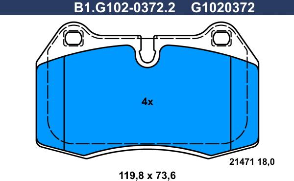 Galfer B1.G102-0372.2 - Brake Pad Set, disc brake autospares.lv