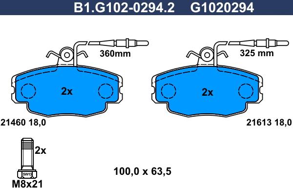 Galfer B1.G102-0294.2 - Brake Pad Set, disc brake autospares.lv