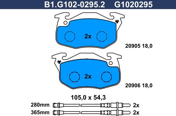 Galfer B1.G102-0295.2 - Brake Pad Set, disc brake autospares.lv