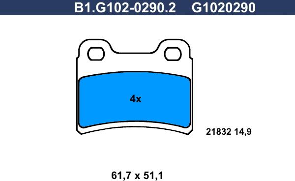 Galfer B1.G102-0290.2 - Brake Pad Set, disc brake autospares.lv