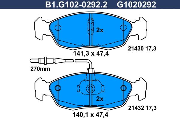 Galfer B1.G102-0292.2 - Brake Pad Set, disc brake autospares.lv