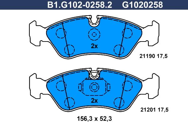 Galfer B1.G102-0258.2 - Brake Pad Set, disc brake autospares.lv