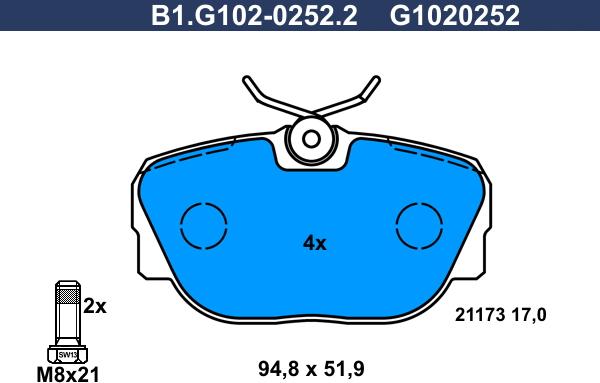 Galfer B1.G102-0252.2 - Brake Pad Set, disc brake autospares.lv