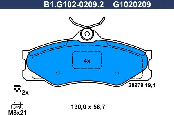 Galfer B1.G102-0209.2 - Brake Pad Set, disc brake autospares.lv