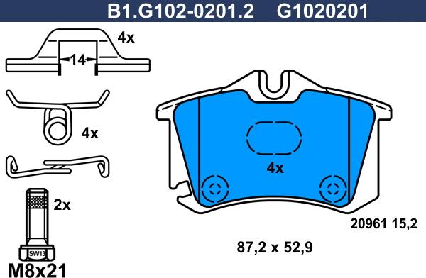 Galfer B1.G102-0201.2 - Brake Pad Set, disc brake autospares.lv
