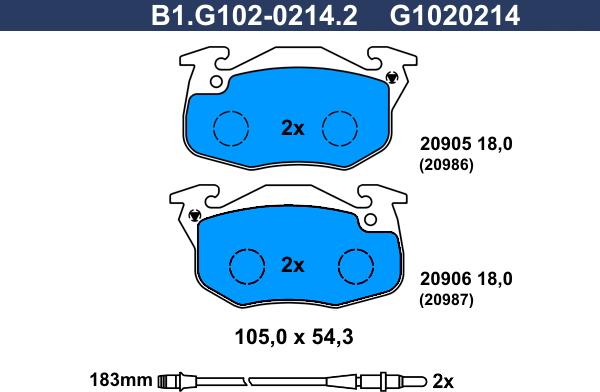 Galfer B1.G102-0214.2 - Brake Pad Set, disc brake autospares.lv