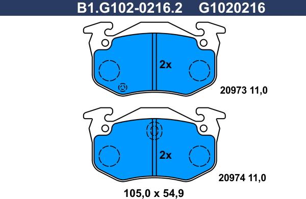 Galfer B1.G102-0216.2 - Brake Pad Set, disc brake autospares.lv