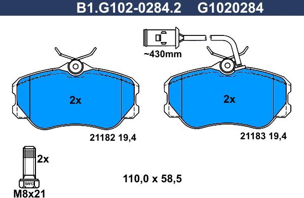 Galfer B1.G102-0284.2 - Brake Pad Set, disc brake autospares.lv