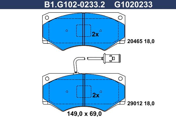 Galfer B1.G102-0233.2 - Brake Pad Set, disc brake autospares.lv