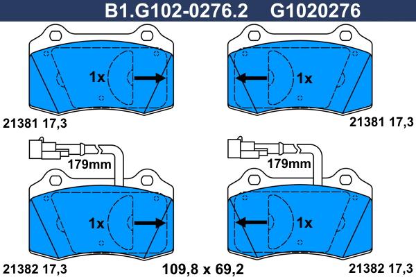 Galfer B1.G102-0276.2 - Brake Pad Set, disc brake autospares.lv