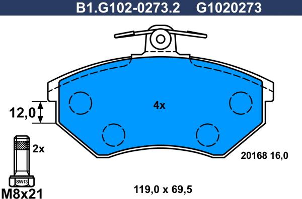 Galfer B1.G102-0273.2 - Brake Pad Set, disc brake autospares.lv