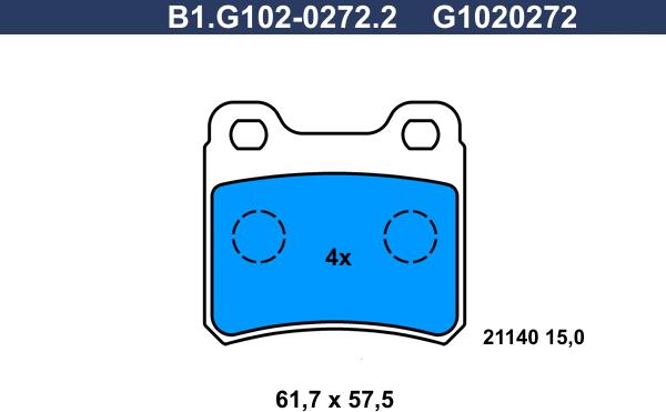 Galfer B1.G102-0272.2 - Brake Pad Set, disc brake autospares.lv