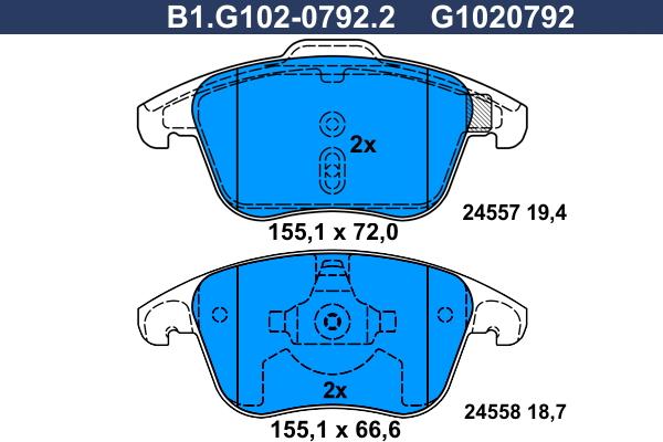 Galfer B1.G102-0792.2 - Brake Pad Set, disc brake autospares.lv