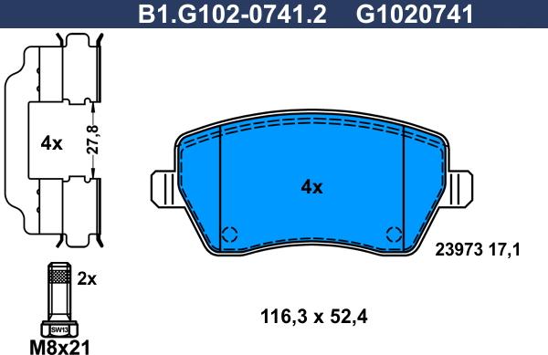 Galfer B1.G102-0741.2 - Brake Pad Set, disc brake autospares.lv