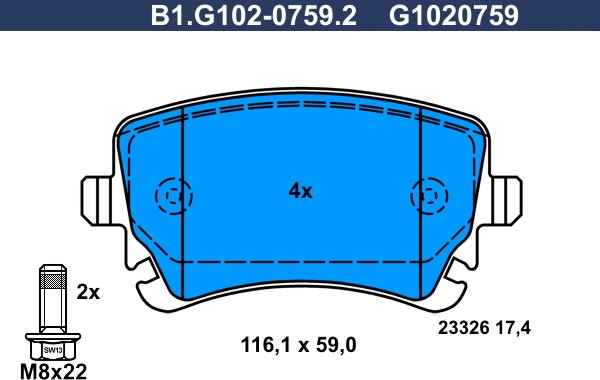 Galfer B1.G102-0759.2 - Brake Pad Set, disc brake autospares.lv