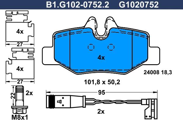 Galfer B1.G102-0752.2 - Brake Pad Set, disc brake autospares.lv